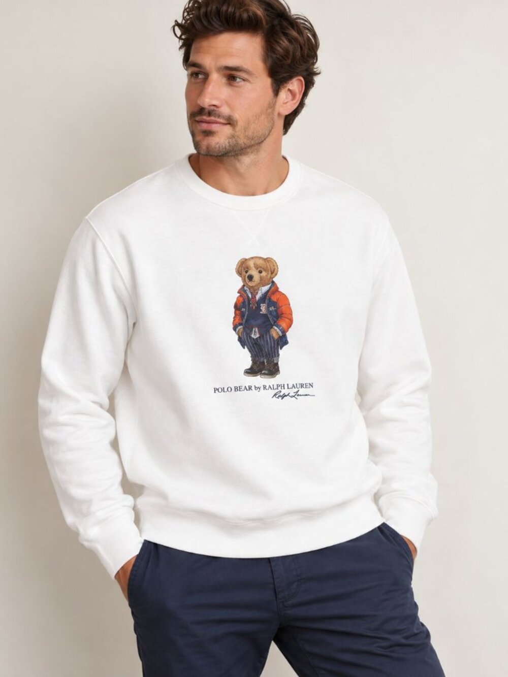 Polo Ralph Lauren Polo Bear Sweatshirt Men XLT White Preppy Quiet Luxury Casual